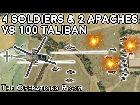 4 Soldiers and 2 Apaches vs 100 Taliban Fighters - Afghanistan 2007 - Animated