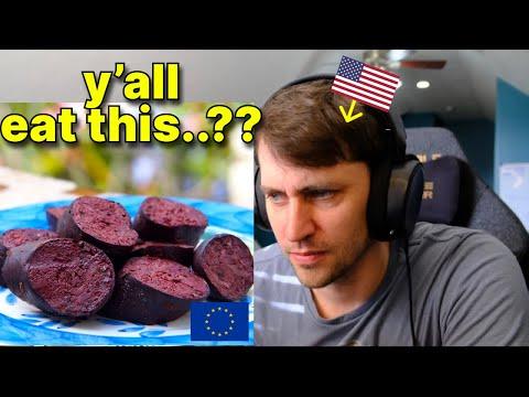 American reacts to Strange European Foods