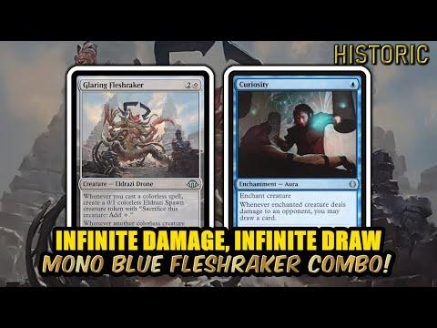 Infinite Damage With Mono Blue Fleshraker Combo! | Historic BO3 Ranked | MTG Arena